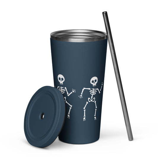 Dancing Skeletons Insulated tumbler with a straw