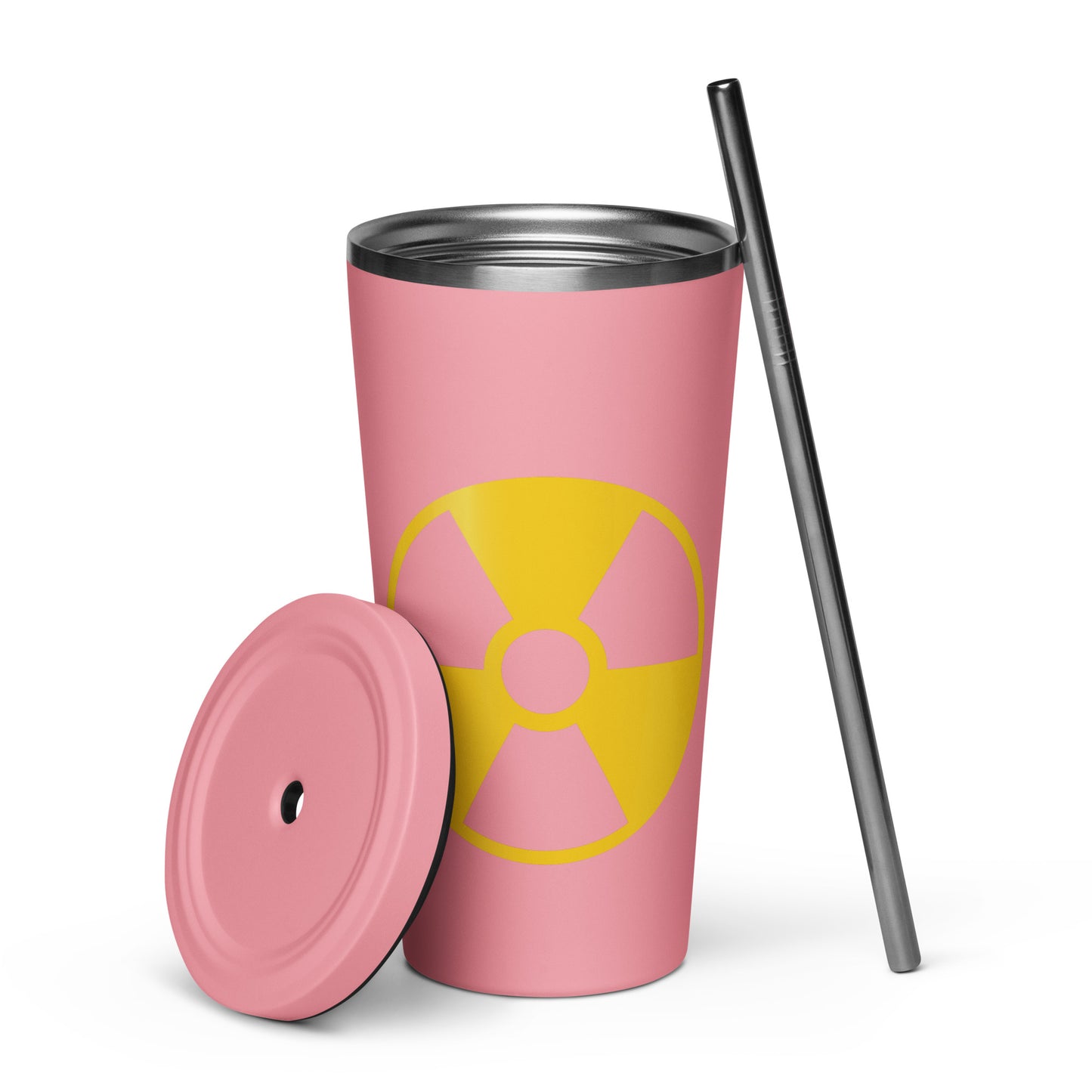 Radiation Symbol Insulated tumbler with a straw